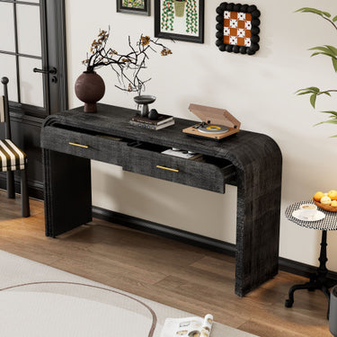 Unique Retro Silhouette Console Table with Two Top Drawers